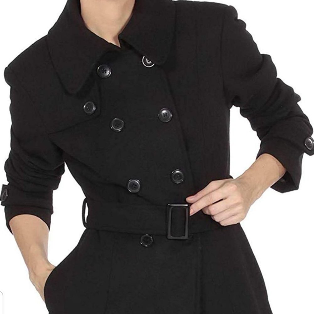 Alpine Swiss Double Breasted Black Jacket Size Large NWT